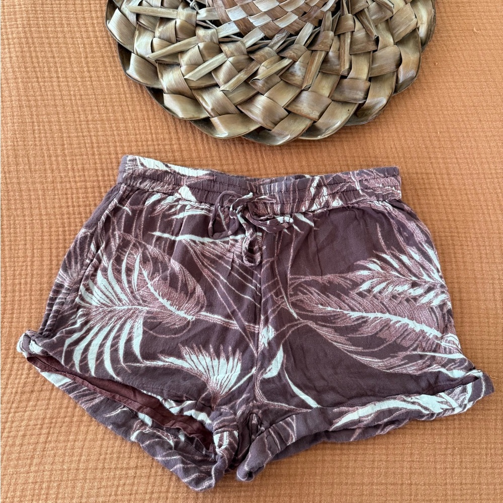 O'Neill Brown Tropical High Waist Shorts